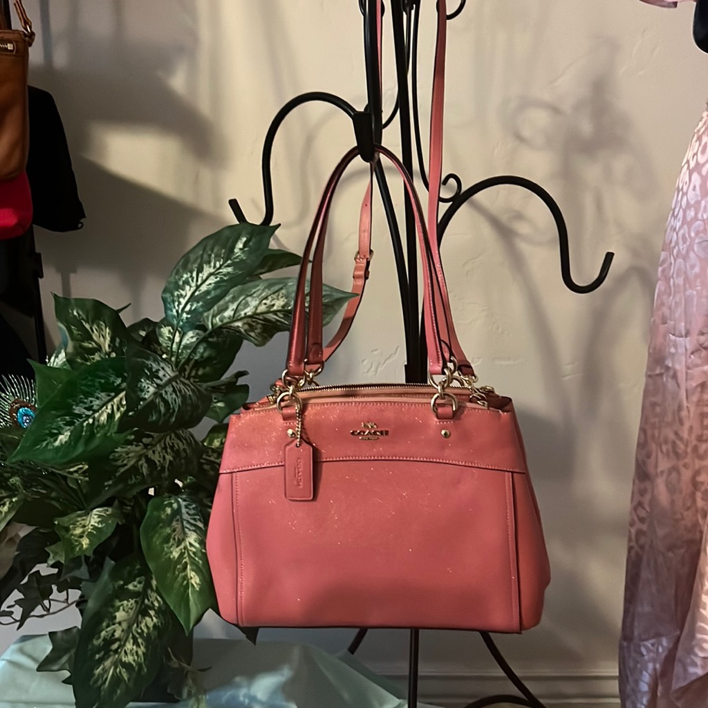Like New Coach Brooke Rose Pink Shimmering Crossbody Bag